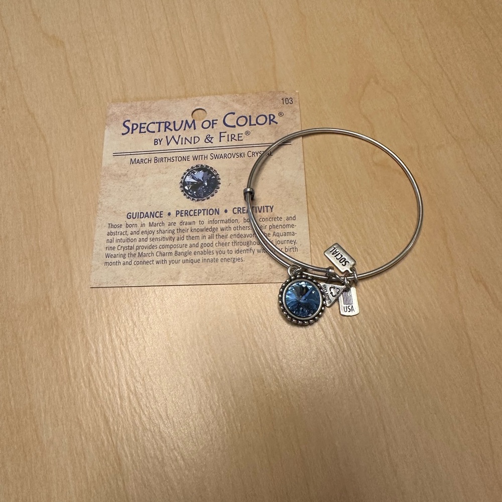 Silver March Birthstone Bracelet